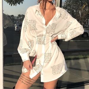 Unwritten Words Top - Off White (Shirt Dress)